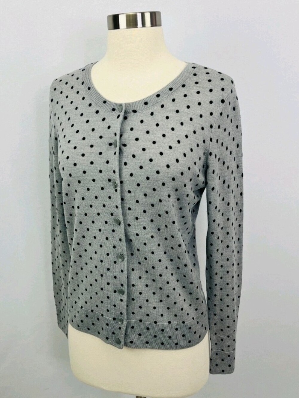 Talbots Polka Dot Crewneck Cardigan